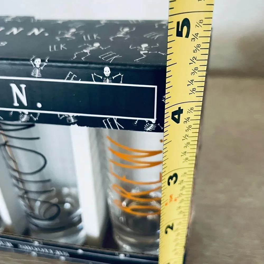 Rae Dunn Halloween 4-pk Tall Shooter Shot Glasses Set